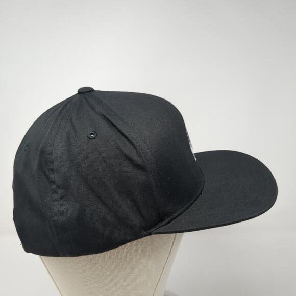 Volcom Stone Logo Snapback Hat Solid Black One Size Embroidered 6 Panel - Picture 5 of 9